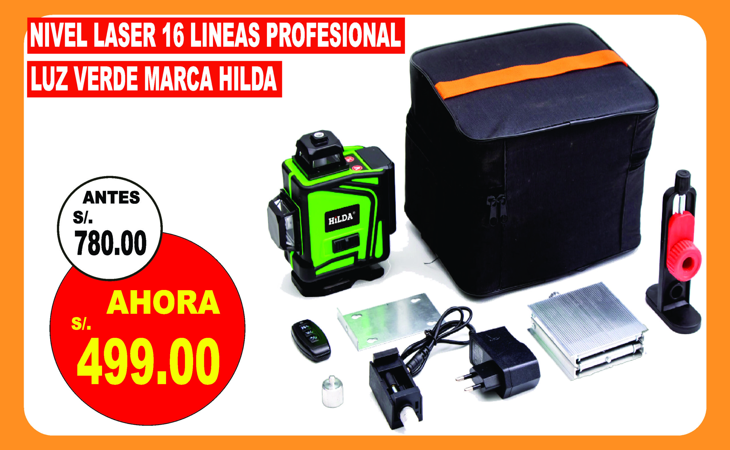 Nivel Laser Profesional 16 Líneas Huepar 4D – 4×360° – Con Bluotooth +  Control - NimportecP